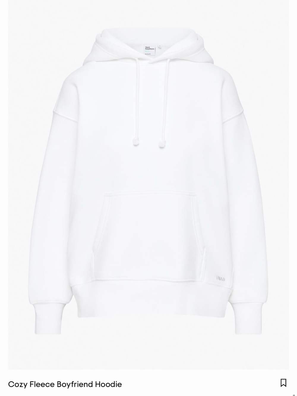 Aritzia White Cozy Fleece Boyfriend Hoodie